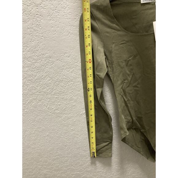 Mangopop Bodysuit Women Sz Small Olive Green Snap Bottom Long Sleeve - Picture 8 of 9
